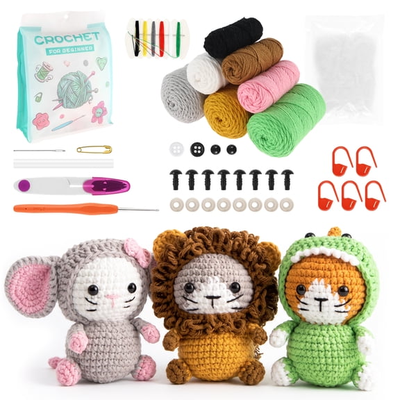 27 Pcs Crochet Kit for Beginners with Video Tutorial Yarn and Tools for Adults