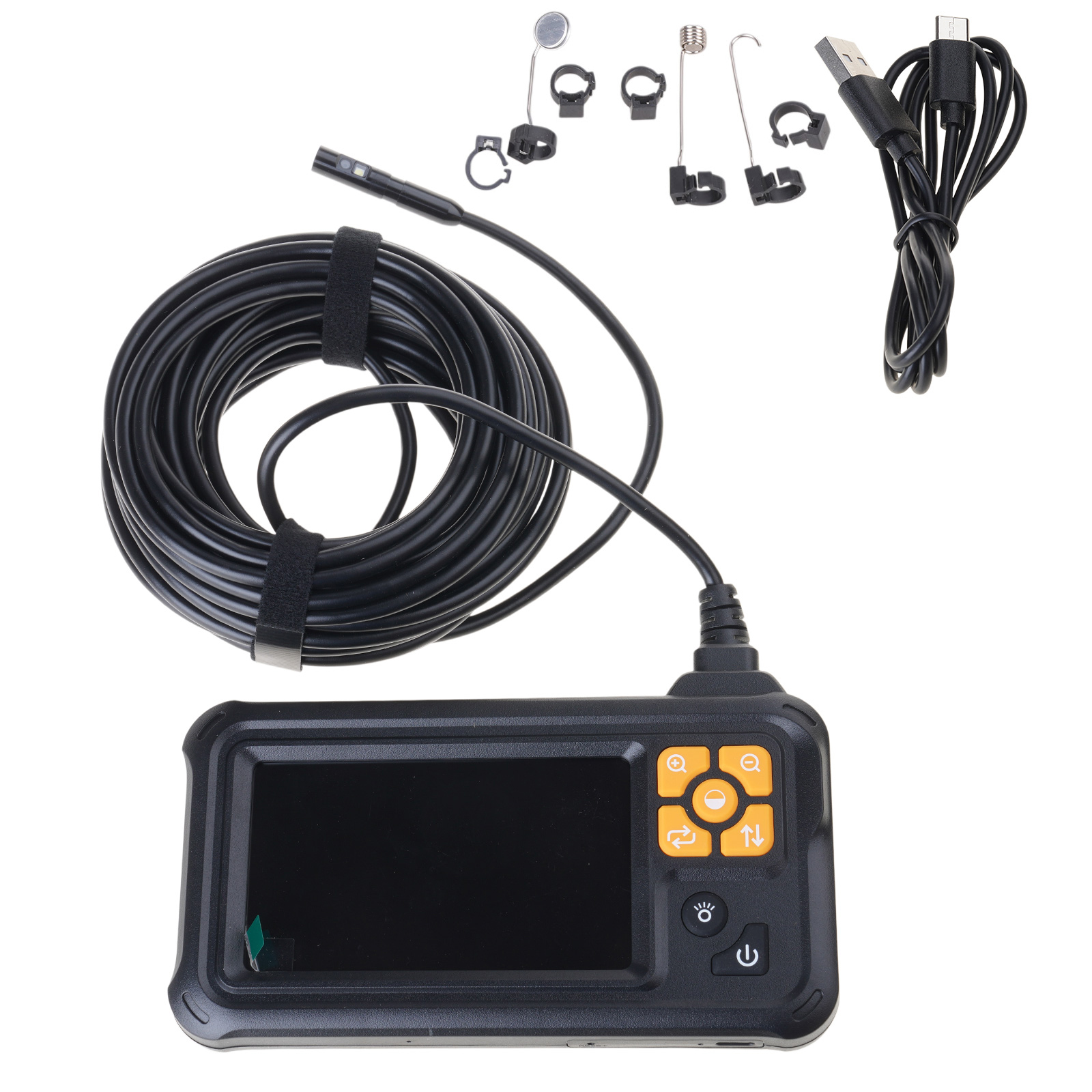 Waterproof Industrial Endoscope Type-C Rechargeable Double Lens Borescope Inspection Camera with 4.3in Screen 8 LEDs