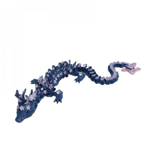 3D Printed Sparkly Blue Cherry Blossom Dragon Figurine
