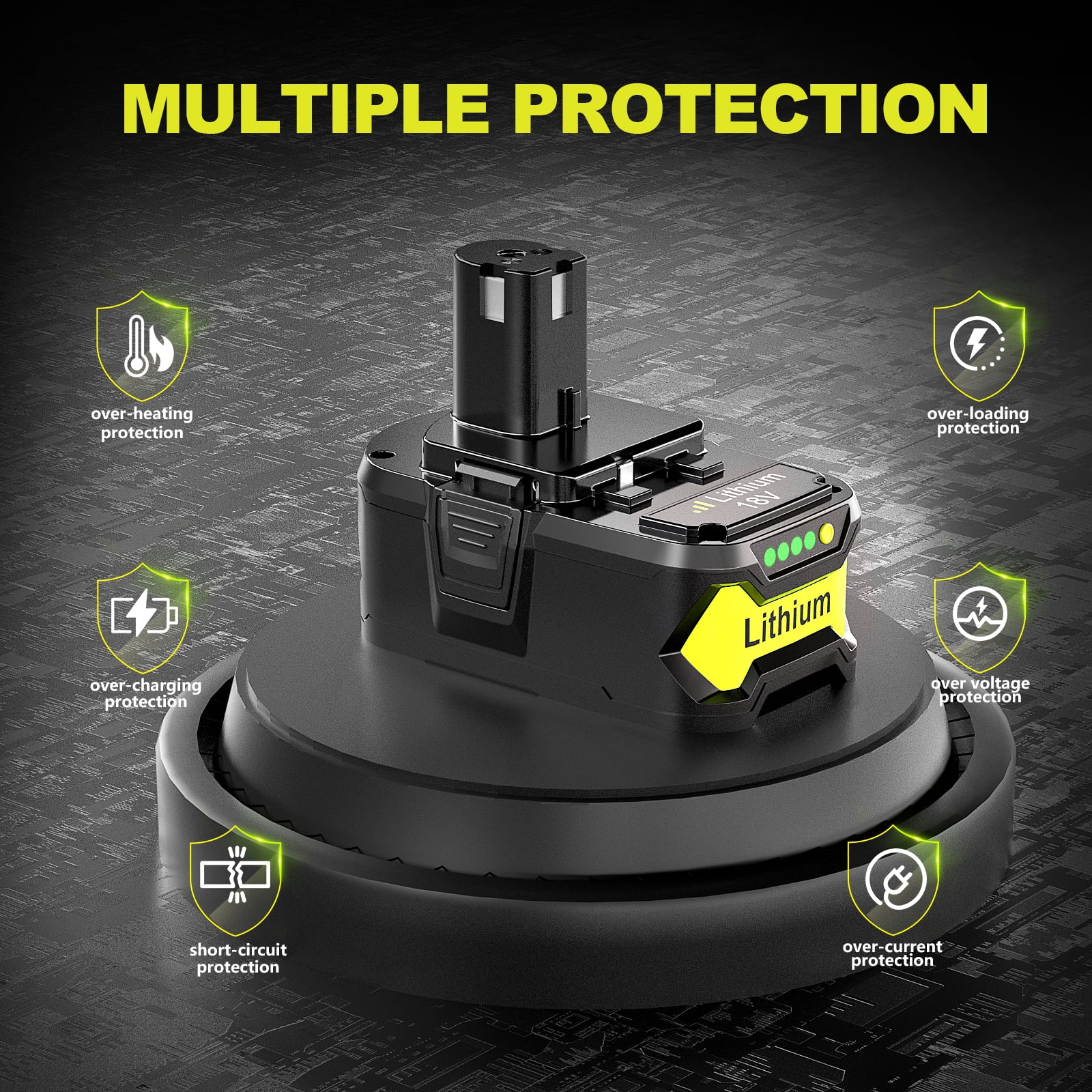 TenHutt 8.0Ah 2PACK Replacement for Ryobi 18V Battery P108 P107 P102P105 Compatible with 18V ONE system cordless power tools