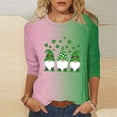 thumbnail image 1 of Meichang T-Shirts Chanceux pour Femmes T-Shirts de la Saint-Patrick Manches 3/4 Hauts Graphiques Verts T-Shirts Décontractés Col Rond Trèfle Hauts de la Saint-Patrick pour Femmes en Liquidation, 1 of 5