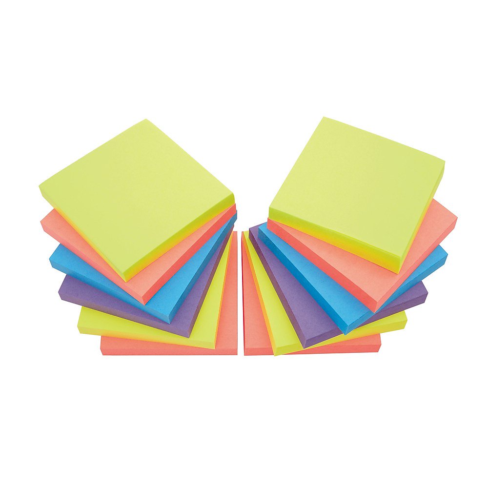 Staples Stickies Notes 3" x 3" Bright Colors 12 Pads/Pack (S33BR12