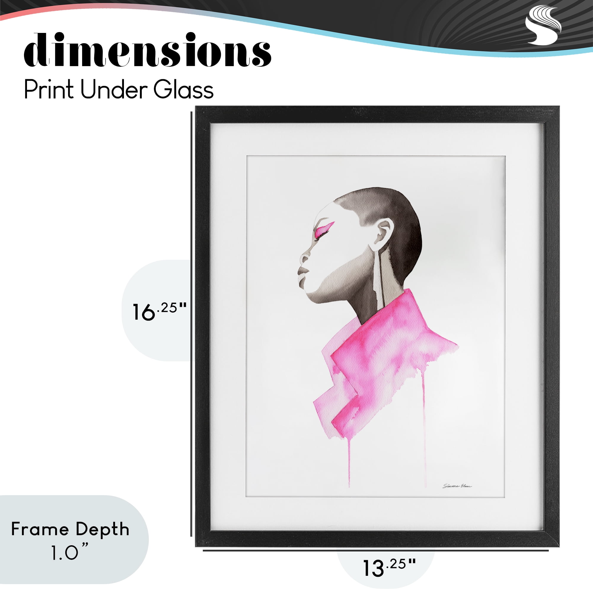 Stupell Industries Pink Jacket Elegance Portrait Black Framed Print Under Glass, design by Simone Elum
