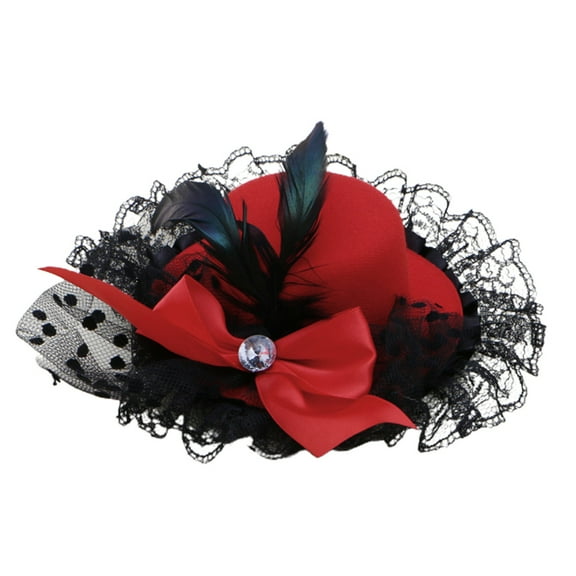 UNTERING Headdress New Women Bow Hair Clips Lace Top Hat Fancy Fascinator Party
