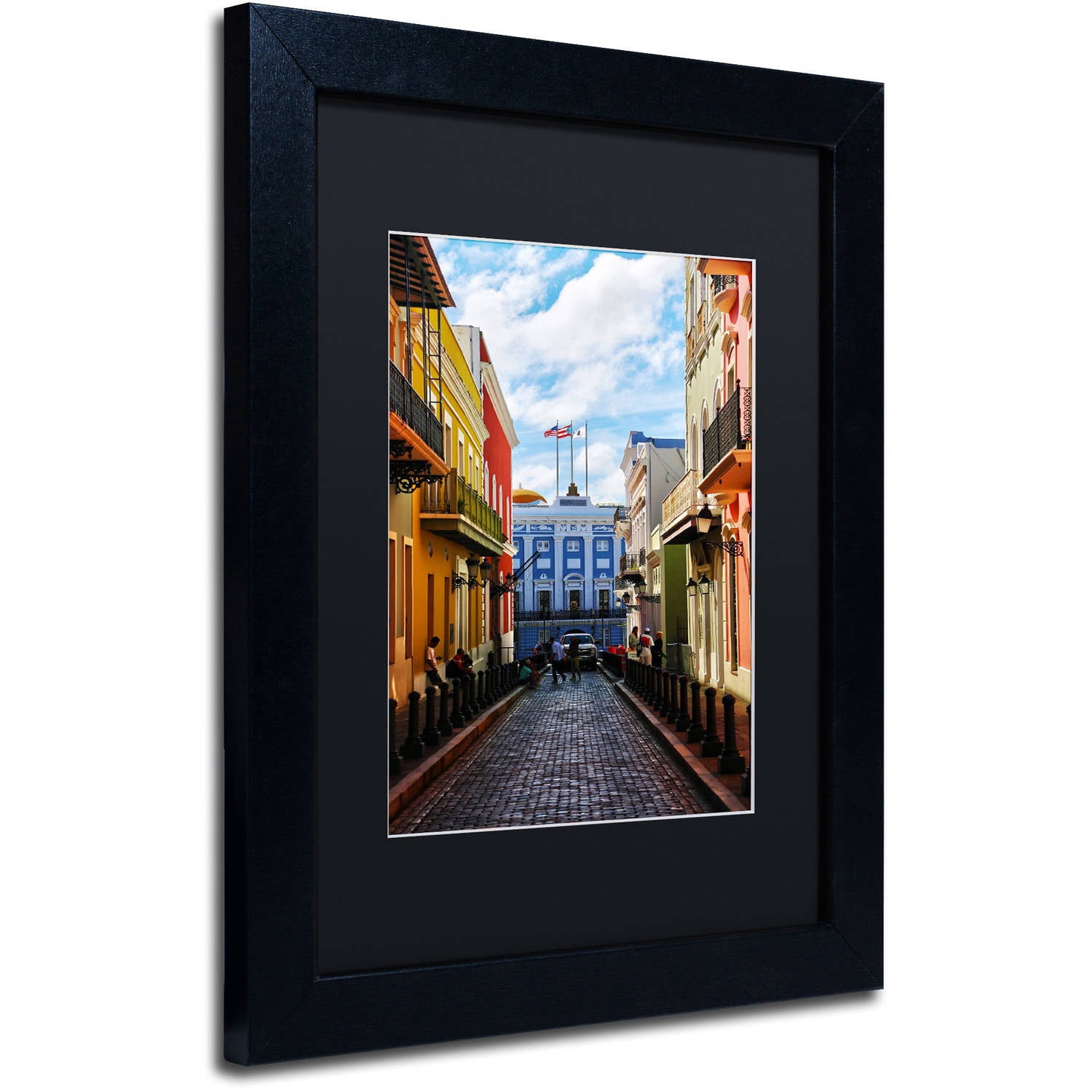 Trademark Fine Art "Old San Juan 7" Canvas Art by CATeyes, Black Matte, Black Frame