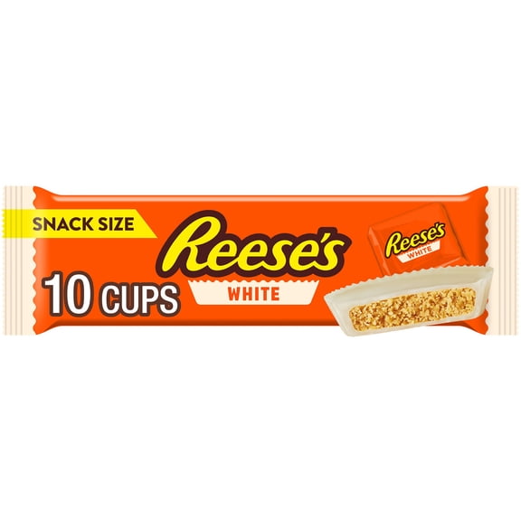 Reese's White Creme Snack Size Peanut Butter Cups, Candy Packs, .55 oz (10 Count)