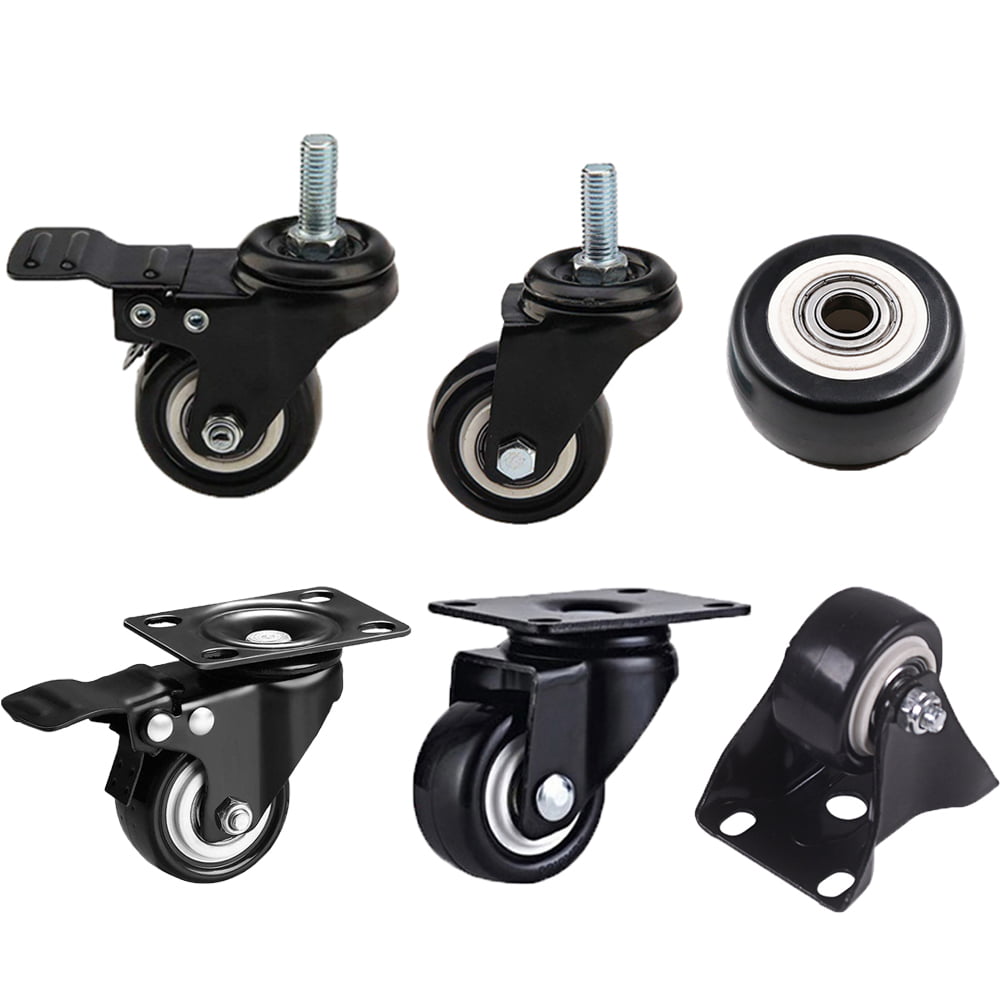 Moving Caster Wheels Trolley Wheels Rubber Swivel Castor Wheel,Trolley Furniture Caster,Swivel Stem Castors with Brake,Universal 360 Degree Rotating,Mute,Replacement Castors,for Coffee Table Shoes Bin