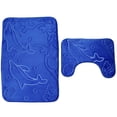 thumbnail image 1 of Moyic 2 uds., cubierta de asiento de inodoro de franela, alfombrilla para puerta de baño, alfombra para decoración del hogar Juegos de accesorios de baño azul, 1 of 6