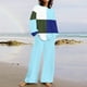 thumbnail image 1 of Puntoco Traje De Pantalón Y top De Cuello Redondo De Manga Larga Con Estampado Informal De Otoño Para Mujer Azul Cielo L, 1 of 5