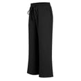 thumbnail image 4 of Lullu Girls Pants Kids Summer Casual Beach Loose Long Trousers with Pockets, Black, Sizes 5-14, 4 of 8