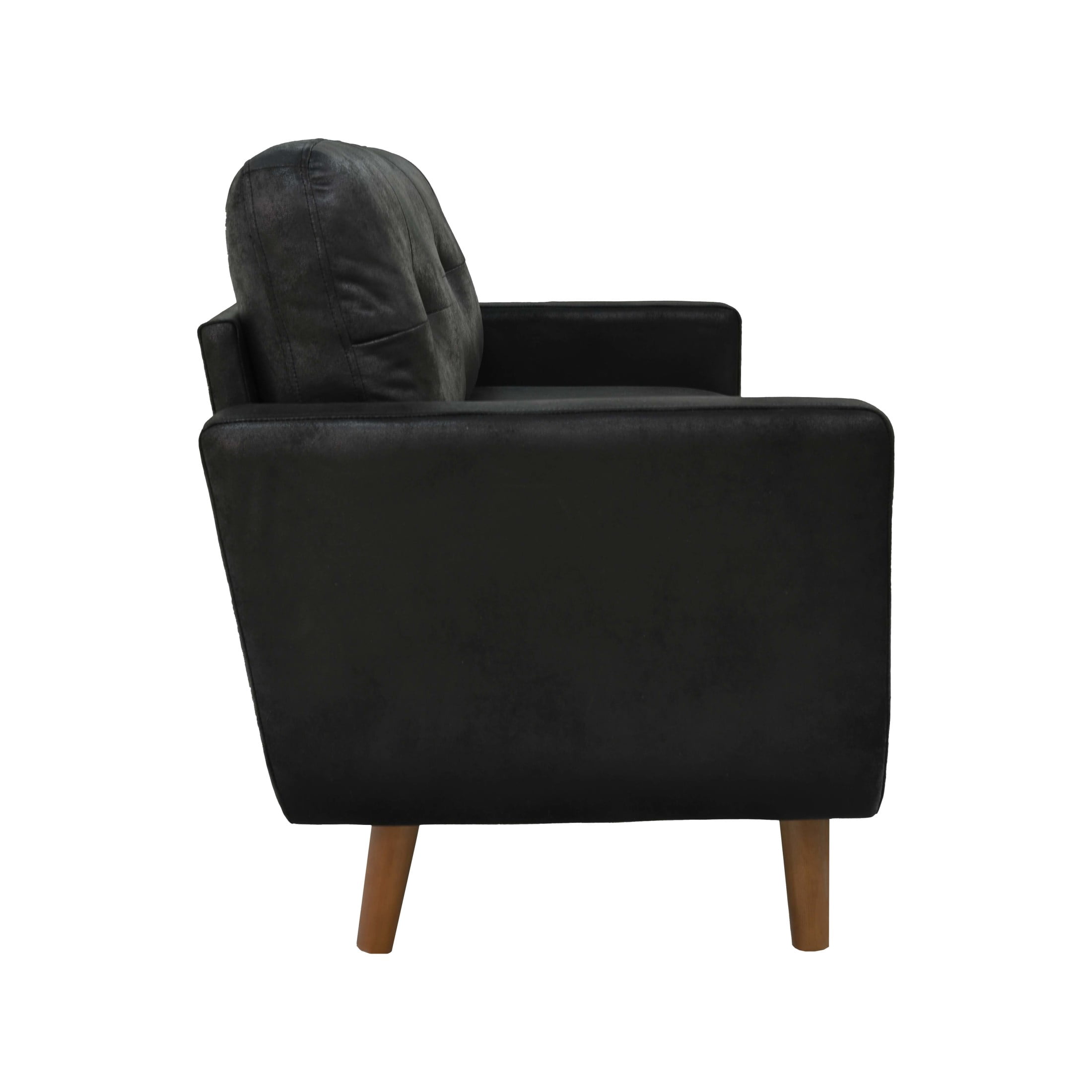 Noble House 65" Mid-Century Modern Loveseat Sofa, Breathable Foil Fabric Upholstery, Black