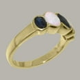 thumbnail image 3 of LBG British Made 10k Yellow Gold ring with Natural Sapphire & Opal Womens Band Ring - 33 size options - Size 11.25, 3 of 5