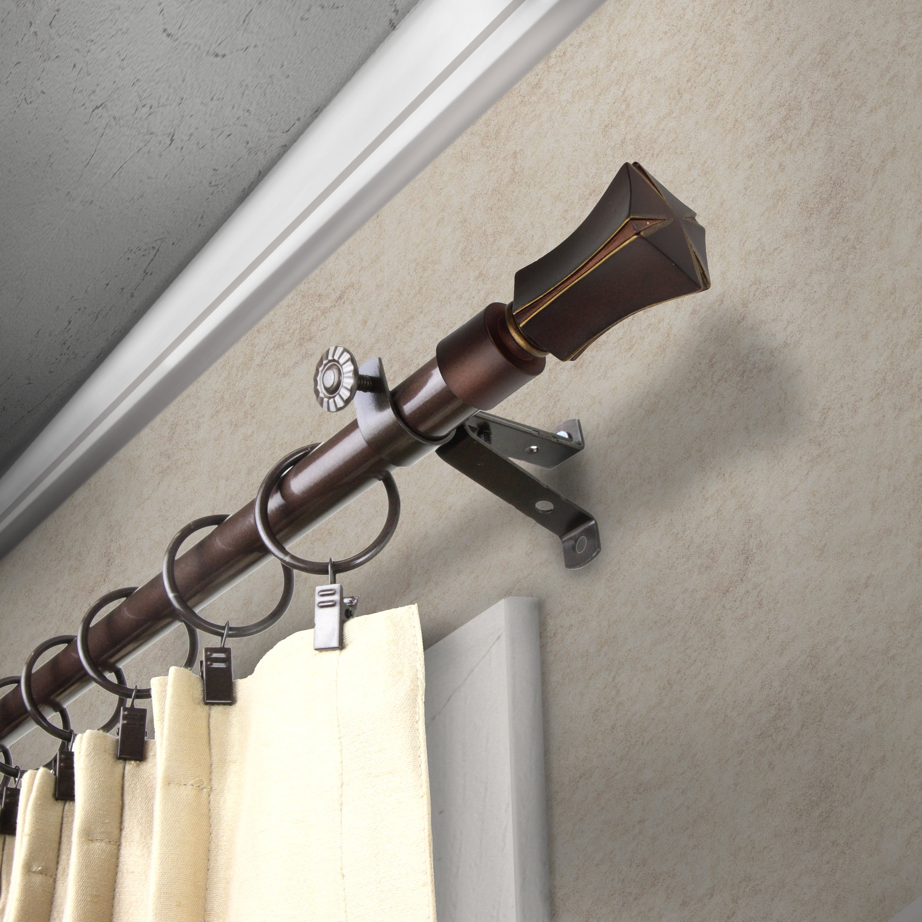 13/16" Dia Adjustable 120-170" Leandro Curtain Rod in Cocoa