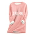 thumbnail image 3 of Jinhomg Plus Size Cute Sweatshirt for Women Comfy Thick Fleece Letter Print Loungewear Tops Fall Plus Size Long Sleeve Crewneck Pullovers 2025 Saving Pink S, 3 of 6