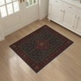 thumbnail image 3 of ODIKA 3'x5' Washable Area Rug Non-Slip, Flatweave, Easy Care Deep Red Black Floral Medallion Intricate Scrollwork with Elegant Border for Hallway, Laundry Room, 3 of 7
