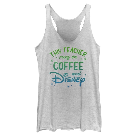 Womens Disney This Teacher Runs on Coffee Racerback Tank