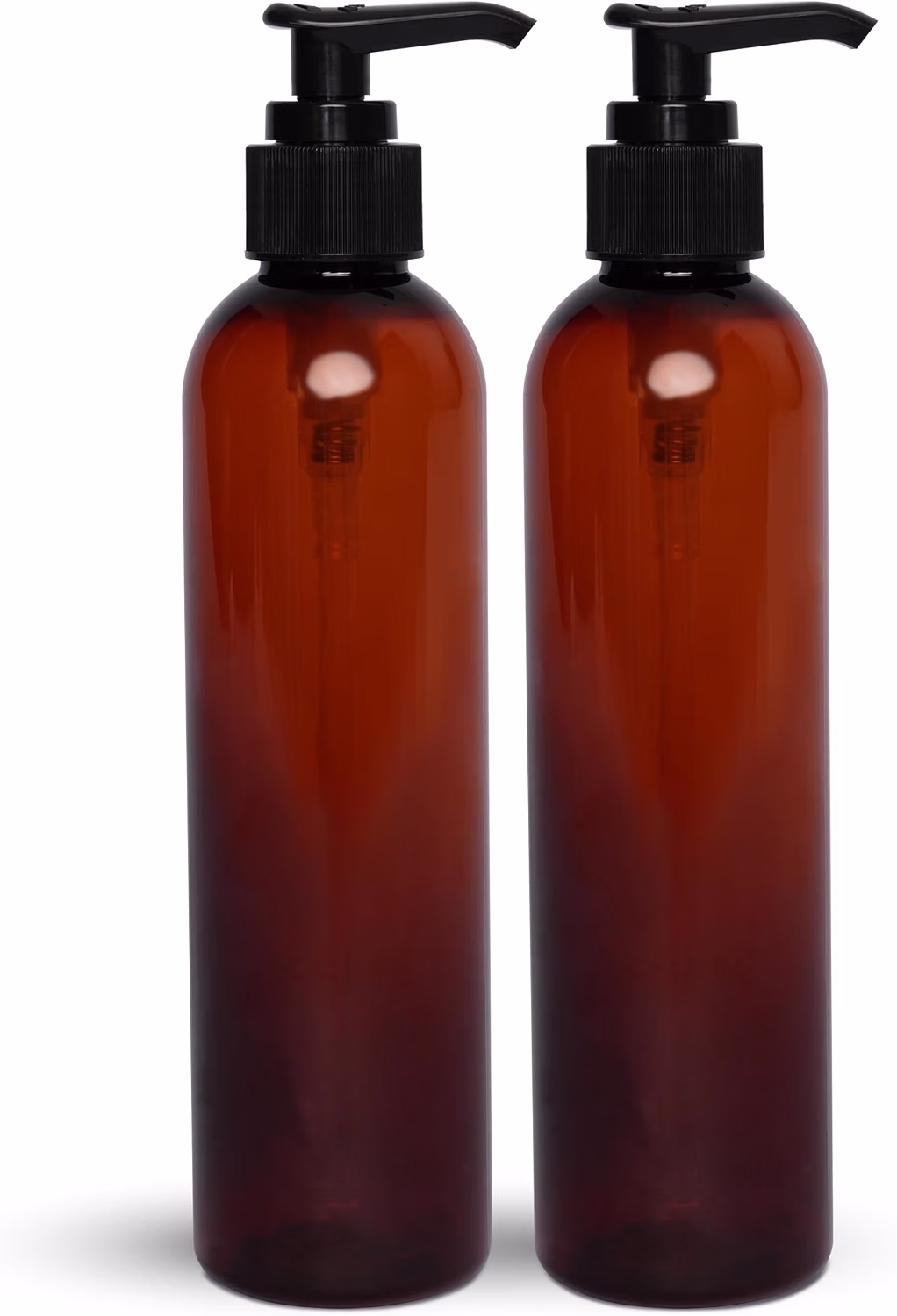 BRIGHTFROM Lotion Pump Bottles, Empty 8 OZ, BPA-Free Refillable Plastic Containers, Amber with Black Dispenser for - Soap, Shampoo, Lotions, Liquid Body Soap, Creams and Massage Oil (2 Pack)