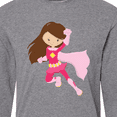 thumbnail image 4 of Inktastic Superhero Girl, Brown Hair, Pink Costume Long Sleeve T-Shirt, 4 of 5