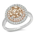 thumbnail image 2 of 2.6 ct Round Cut Simulated Champagne Diamond Halo Engagement Ring for Women in 18K White/Rose Gold, 2 of 2