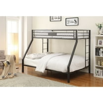 83" X 63" X 65" Sandy Black Metal Twin XL Over Queen Bunk Bed