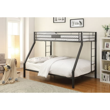 83" X 63" X 65" Sandy Black Metal Twin XL Over Queen Bunk Bed