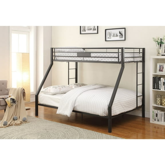 83" X 63" X 65" Sandy Black Metal Twin XL Over Queen Bunk Bed