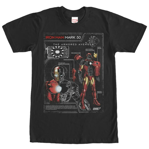 Marvel - Men's Marvel Iron Man Mark 50 Graphic Tee Black Small ...