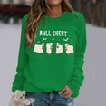 thumbnail image 1 of Chandail en Molleton Bull Sheet pour Femmes Oversize Chandail à Capuchon Halloween Chandails en Molleton Col Rond Manches Longues Chandail Top, 1 of 4