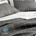 thumbnail image 4 of Bare Home Housse de Couette et Ensemble de Taies de Luxe - Premium 1800 Collection - Ultra Doux - Lit Simple/simple TG, à Carreaux - Gris/blanc, 2 Pcs, 4 of 7