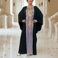 thumbnail image 6 of Uootdi Abaya Dress for Women Eid Bat Sleeve Party Dress for Women Sequins Dresses Muslim Gift Abaya Maxi Robe Moroccan Caftan, 6 of 7