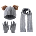 thumbnail image 3 of Sentuca Kids Winter Hat Gloves Scarf Set, Girls Boys Hat Beanie Pom Knitted Scarves Cute Bear Ear Warm Accessory Gray Size 3-12Y, 3 of 6