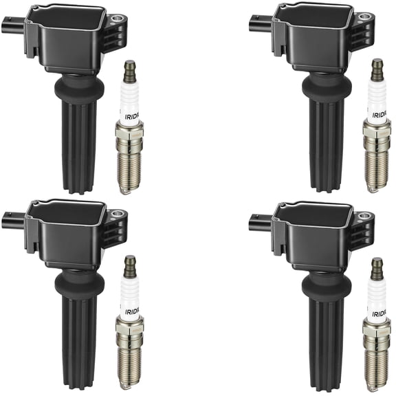 BDFHYK Ignition Coil Pack UF670 and Iridium Spark Plugs LTR6BHX Compatible with Lincoln MKC MKT MKZ Edge Escape Explorer Focus Fusion Mustang, Jaguar XE XF Land Rover LR2 2.0L 2.3L L4 EV,Sets of 4
