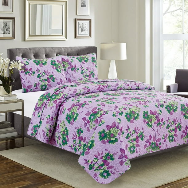 Julie 3pc Quilt Set Lavender Queen Size