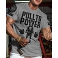 thumbnail image 2 of Gymish PULL TO POWER Workout T-Shirt – Funny Gym Shirt for Men, Lifting T-Shirt for Deadlift, Heather Grey with Sleeve Logo, X-Large, 2 of 6