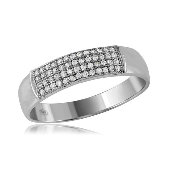Rhodium Plated Sterling Silver 925 Micro Pave Clear CZ Ring Band White Jewelry Female Size 9