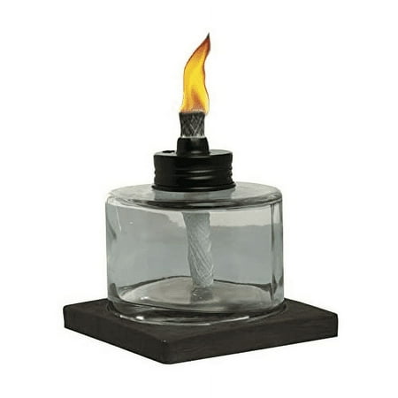 TIKI Brand Mixed Material Natural Flame Clear Glass Tabletop Outdoor Torches with Long-Lasting Wick