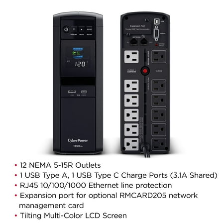CyberPower - PFC Sinewave Series 1500VA Battery Back-Up System - Black