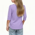 thumbnail image 5 of ZACPNCV Girls Casual 3/4 Sleeve T Shirts Kids Crewneck Tops Tees Purple 14-15 Years, 5 of 9