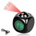 thumbnail image 1 of Reloj de proyección para techo de dormitorio - Mesita de noche Reloj despertador con proyector LED digital - 3,2 × 3,2 × 3,7 pulgadas (negro), 1 of 5