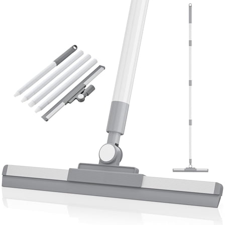 UHIAGREE Floor Squeegee for Concrete Floor, 14.2" Large Squeegee Broom with 53.6" Extension Handle