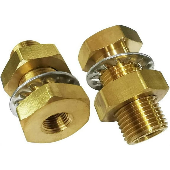 Legines Brass Pipe Fitting, Bulkhead Anchor Coupling, Bulkhead Tank Fitting, Frame Nipple, 1/8" NPT Female, 1-1/2" Length (Pack of 2)