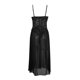 thumbnail image 5 of Gibobby Lencería sexy Pijama de encaje con escote en V profundo de malla Sexy de talla grande, falda con tirantes y abertura lateral, ropa de casa alargada(Negro M), 5 of 5
