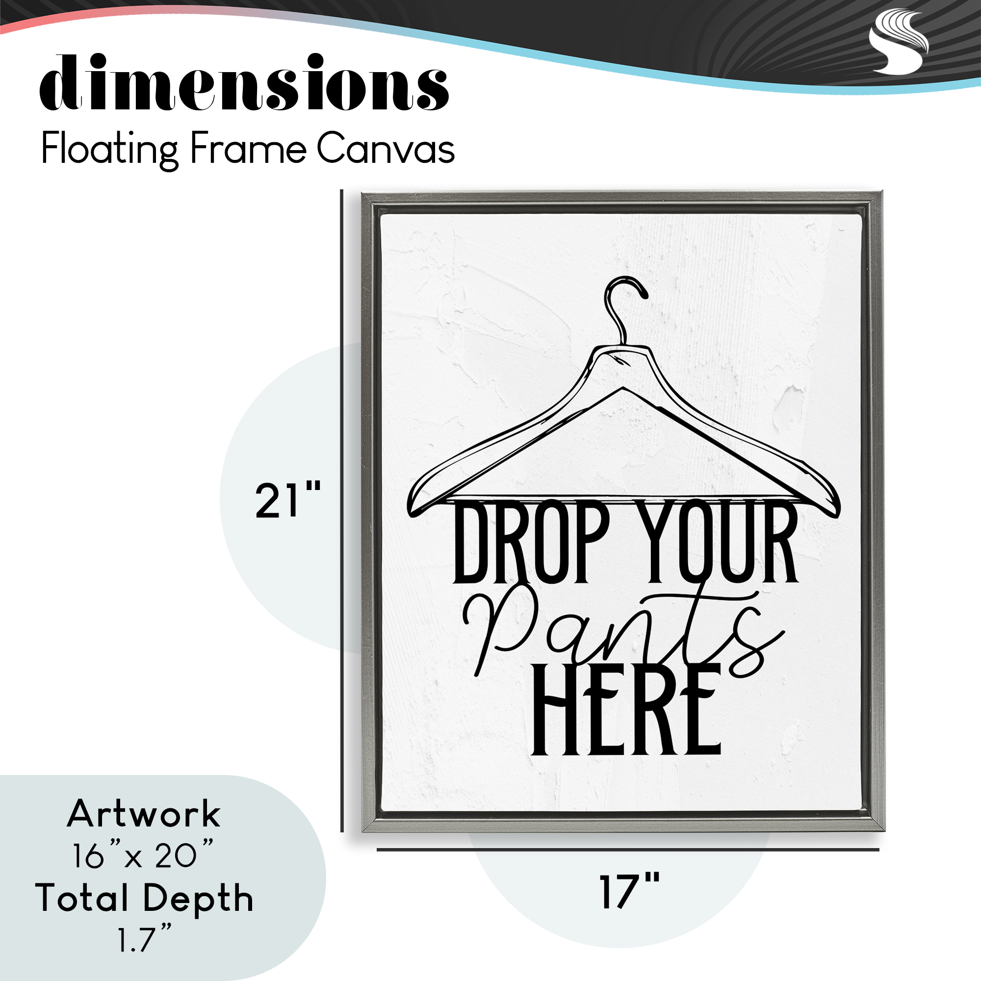 Drop Pants Here with Hanger Gray Framed Floater Canvas Wall Art, design by Kim Allen