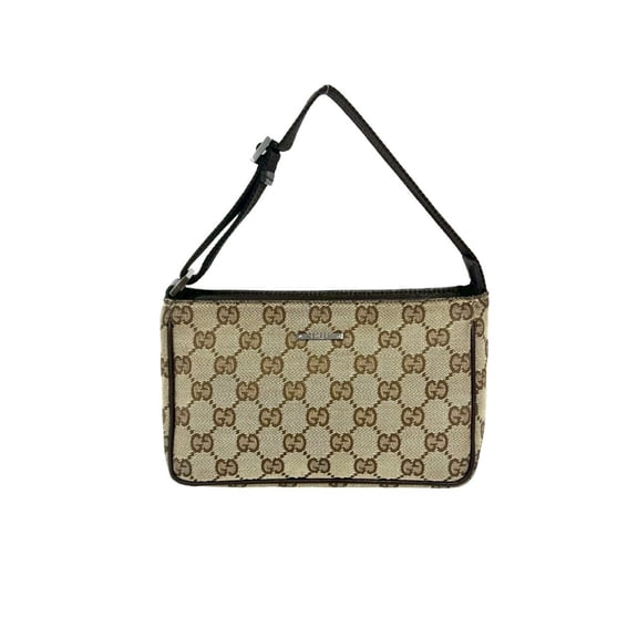 Pre-Owned GUCCI GG Canvas Logo Hardware Leather Genuine Mini Handbag One Shoulder Bag Pouch...