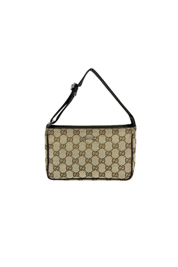 Pre-Owned GUCCI GG Canvas Logo Hardware Leather Genuine Mini Handbag One Shoulder Bag Pouch...