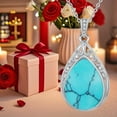 thumbnail image 3 of JKR Teardrop Necklace 925 Sterling Silver Filigree Gemstone Pendant Necklace Fine Jewelry Birthday Gifts for Women Her Mom, 3 of 7