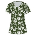 thumbnail image 5 of Idoravan Women Short Sleeve Tunic Blouse Women's Scrub Tops Women Casual Fashion Floral Printed Short Sleeve V-Neck Pocket Work Tops White XXL, 5 of 5