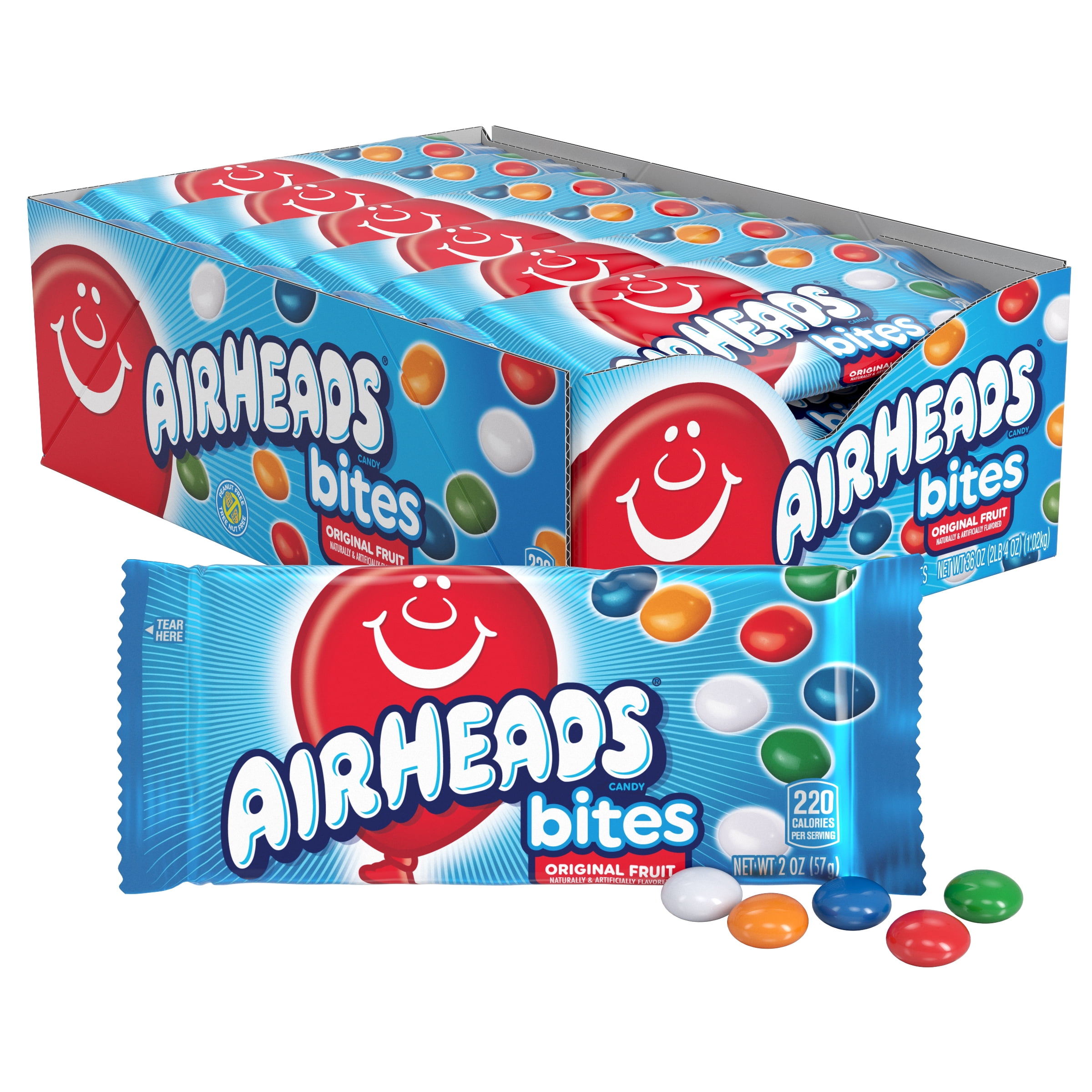 Airheads Bites Candy Pack, Fruit, 2 Ounce Packs, 18ct