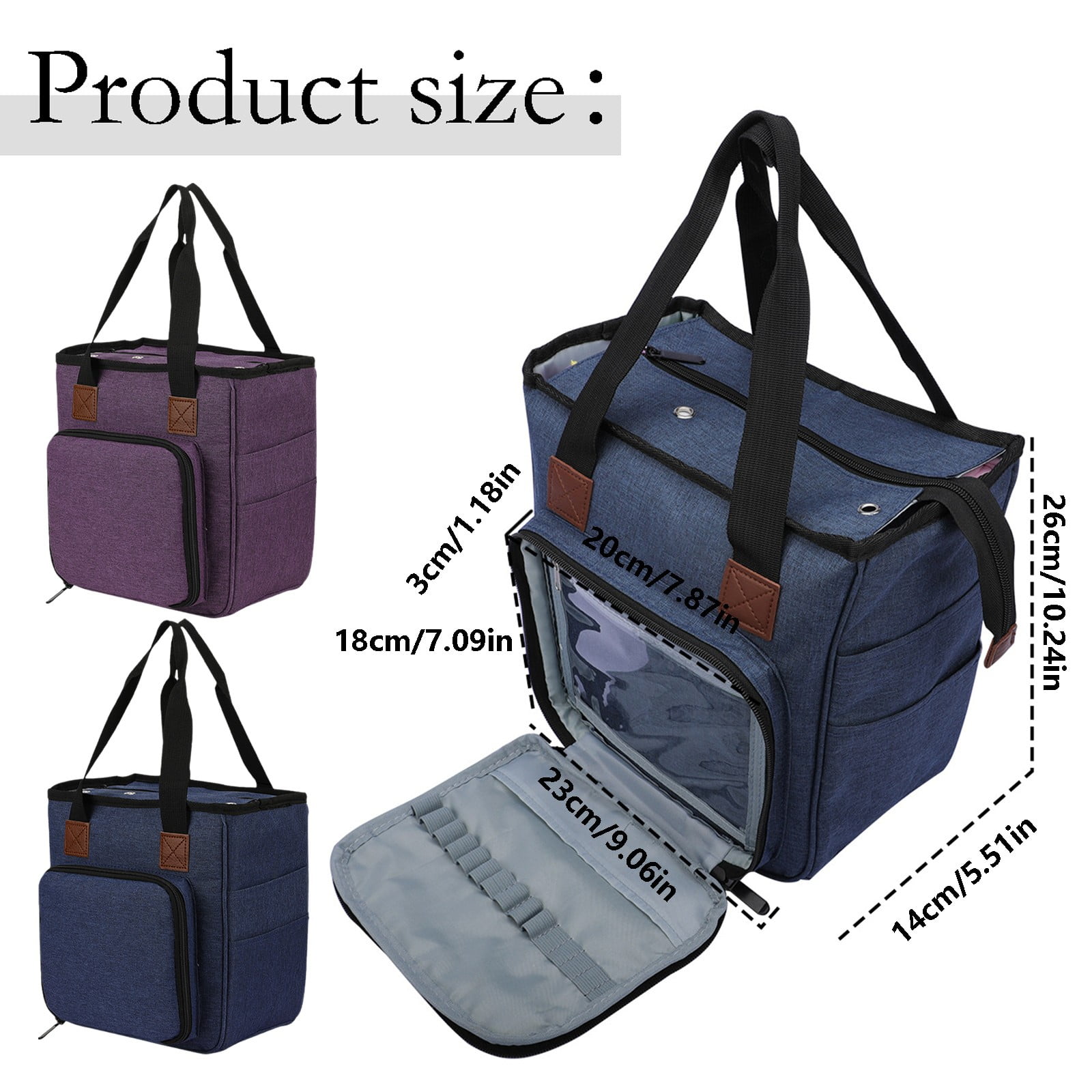 Knitting Project Bag Cozival Multi-Compartment Knitting Project Bag with Needle Organizer - Portable Storage for Yarn, Crochet Hooks, and Accessories, Perfect for Crafters on The Go, Purple