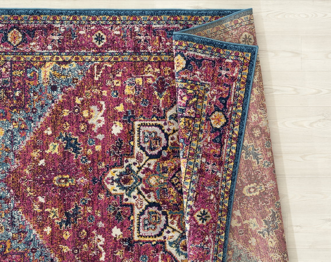 United Weavers Caledonia Zuri Farmhouse Medallion Area Rug, Magenta, 9'10" X 13'2"
